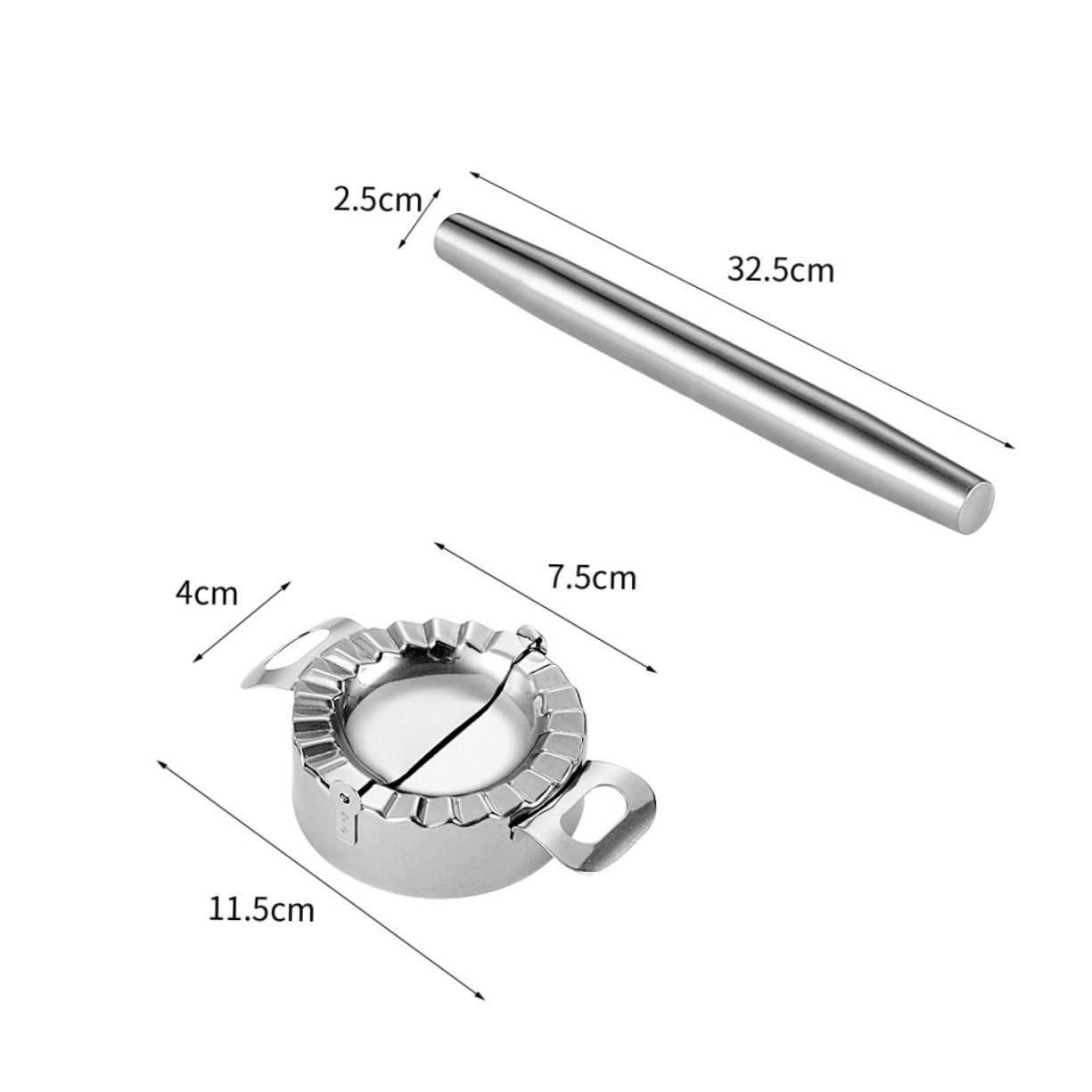 GLEAVI 2Pcs Stainless Steel Dumpling Skin Mold Rolling Pin Press Wrapper Molds for Easy Dumpling Making for Empanadas Ravioli and More