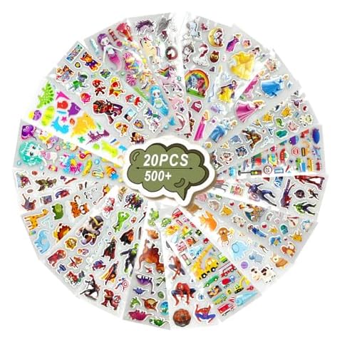 Azxndy 20 Sheets Kids Stickers Pack Cover