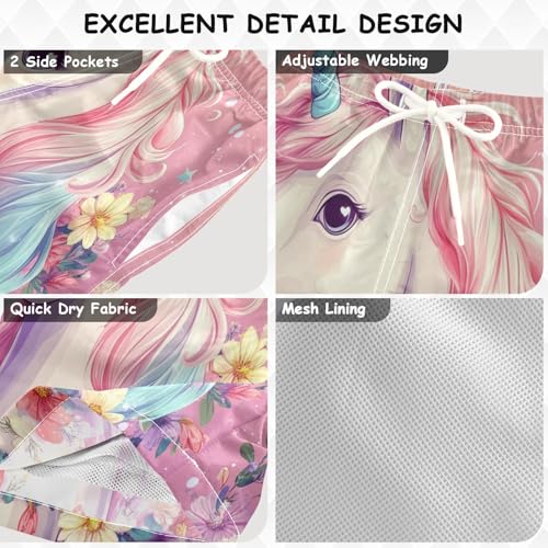 Pigsaly Boys Swim Trunks A Unicorn Head Boys Board Shorts Swimsuit Swimwear Summer Bathing Suit 4T3
