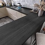 WESTICK Wood Contact Paper Peel and Stick Countertops Waterproof Black Wood Look Contact Paper for Cabinets Drawers Removable Table Dark Wooden Wallpaper Peel and Stick Vinyl Countertop 12' x 78'