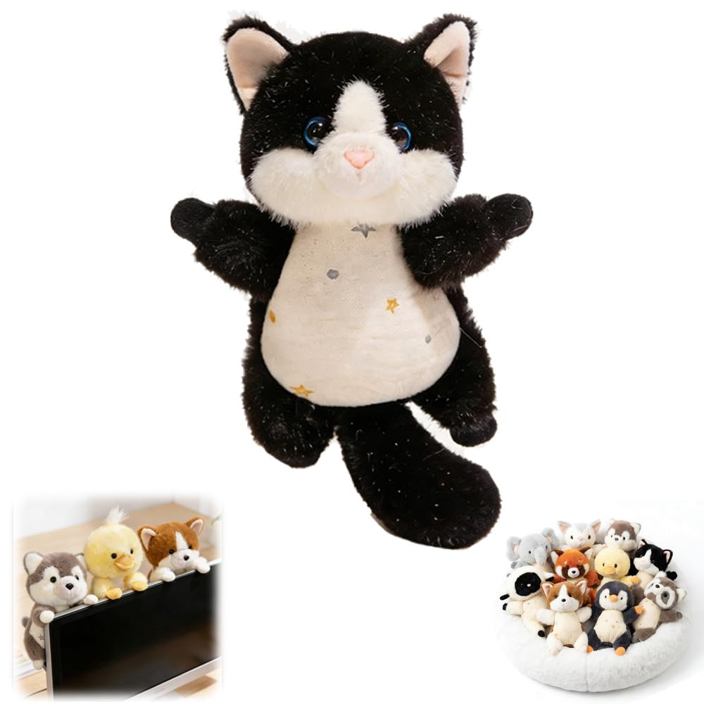 Nuyiac Magnetic Animals Plush Toy, Weighted Cute Animal Doll, Use as Fridge Magnet, Curtain Tieback or Home Decor (Cat)