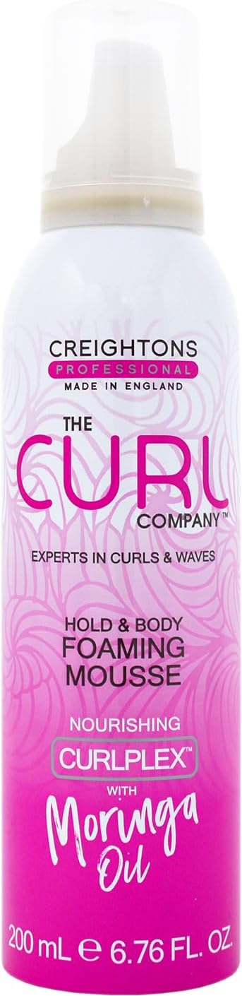 The Curl Company Hold and Body Foaming Mousse 200 ml - Defines Curls and Waves, Eliminates Frizz and Smoothes Unruly Flyways; Professionally Formulated with Curplex and Nourishing Moringa Oil
