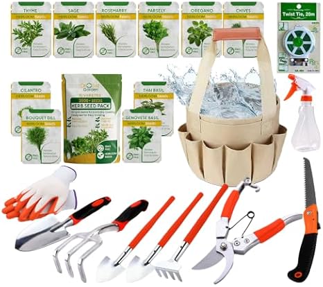 Heirloom Herb Seed Kit & 11-Piece Heavy-Duty Garden Tool Tote Set image 4