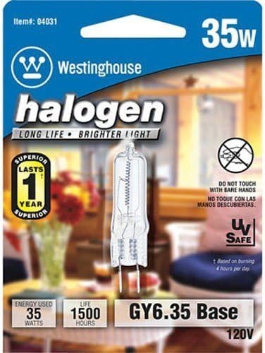 Westinghouse 0403100, 35W T4, GY6.35 Base Clear 1500 Hr 380Lm 120V Halogen Light Bulb, 6-Pack