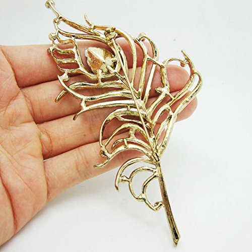 Image of TTjewelry Gorgeous Peacock Feathers Rhinestone Crystal Brooch Pin