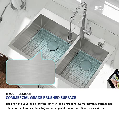 Lanxlic 33x22 Drop In Workstation Double Bowl Kitchen Sink 50/50 - View #12