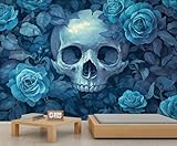 PAOABIU Wallpaper, Gothic Wallpaper for Bedroom, Renter Friendly Wall Paper, Skeleton Wall Mural for Living Room, Halloween Mural & Large Home Decor