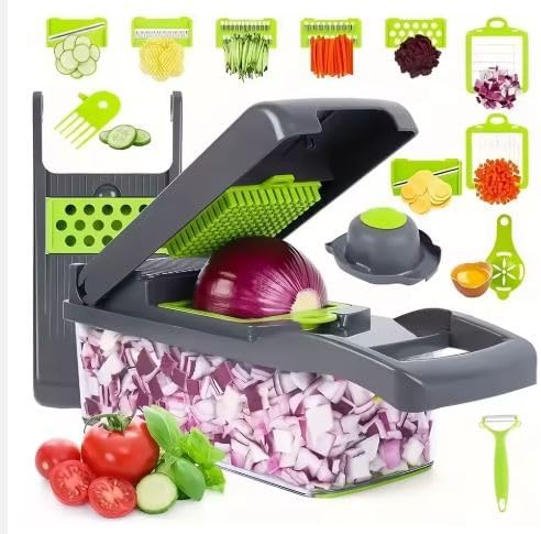 Kitchen ideas Veggie slicer 16-1 pieces hand operated vegetable slicer, veggie chopper, food chopper, onion cutter.