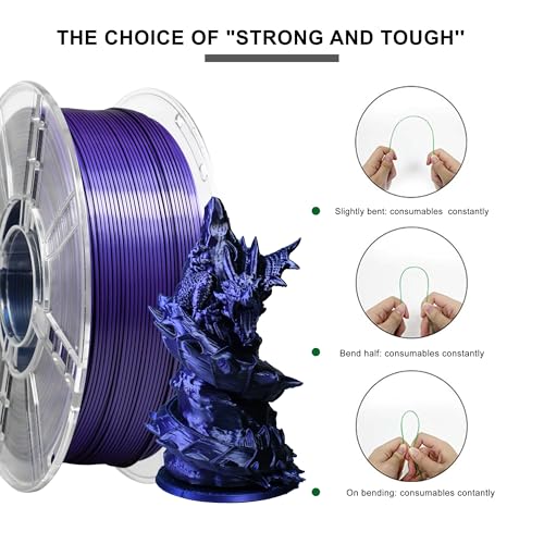 Image of iBOSS Silk Blue Black Purple Tri Color PLA+ Filament,High Speed Without Blocking,1kg 3D Printer PLA Plus Filament 1.75mm + / -0.02mm, Suitable for Most 3D Printers(Silk Blue Black Purple)