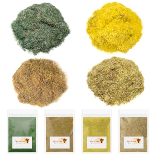 Warmtree 4Pcs Static Grass Mixed 3mm Diorama Terrain Powder Model Grass Diorama Supplies Terrain Model Kit Table Simulation Landscape War Game Miniatures Fairy Garden (Autumn and Winter Series)