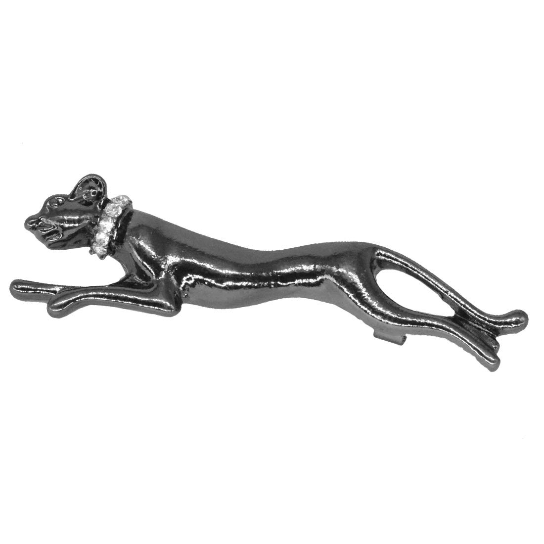 Vintage Crystal Running Panther Leopard Lapel Pin Chain Lapel Black Brass Brooch For Men And Women