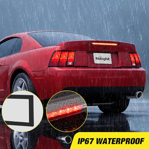 Image of Nilight Third Brake Light Tail High Mount 3rd Stop Lights Smoked Lens Compatible with Ford Mustang 1999 2000 2001 2002 2003 2004 Car Rear Center Cab Lamp
