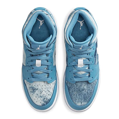 Jordan Big Kid's 1 Mid Washed Denim Dutch Blue/White (DM8951 400) - 3.54