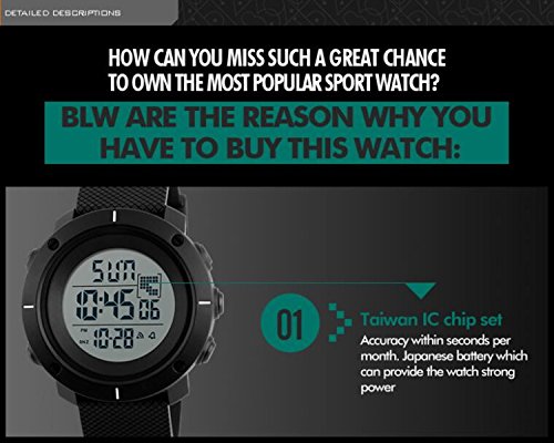 Image of Gosasa Big Face Men Digital Sports Watch Water Resistant Outdoor Easy Read Military Back Light Black Watch