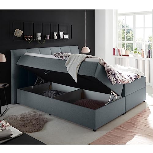 Lomadox Polsterbett 180x200 cm mit Bettkasten | Doppelbett in anthrazit mit Härtegrad H2 – Bild 3