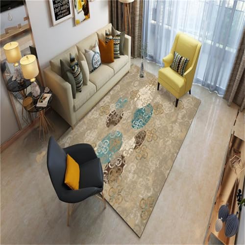 Tapis rectangulaire khaki 200x280cm antidérapant et lavable pour salon - 2