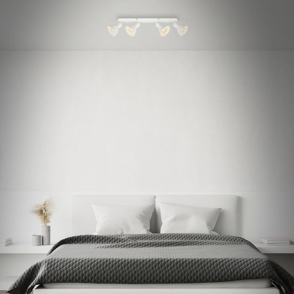 BRILONER Leuchten – Retro Deckenlampe, 4-flammige Retro Deckenleuchte, Deckenspot E14, Verstellbar, Weiß, 550 x 140 x 60 mm, 2674-046