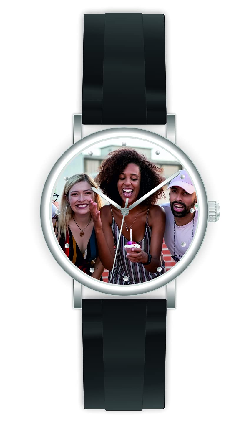 memories Reloj con foto personalizada reloj de 40 mm con imagen 3BAR reloj fotográfico fabricado en Alemania, plata, Correa