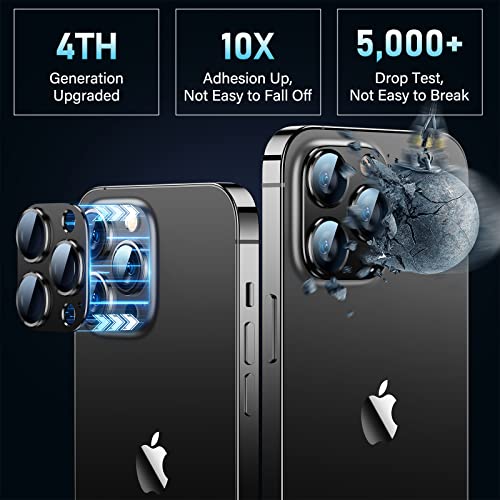 Image of Uyiton for iPhone 12 Pro Max Camera Lens Protector, [Drop Protection][Strong Adsorption] 9H Tempered Glass Camera Cover Screen Metal Ring Case Friendly Scratch Resistant Easy to Install - Black