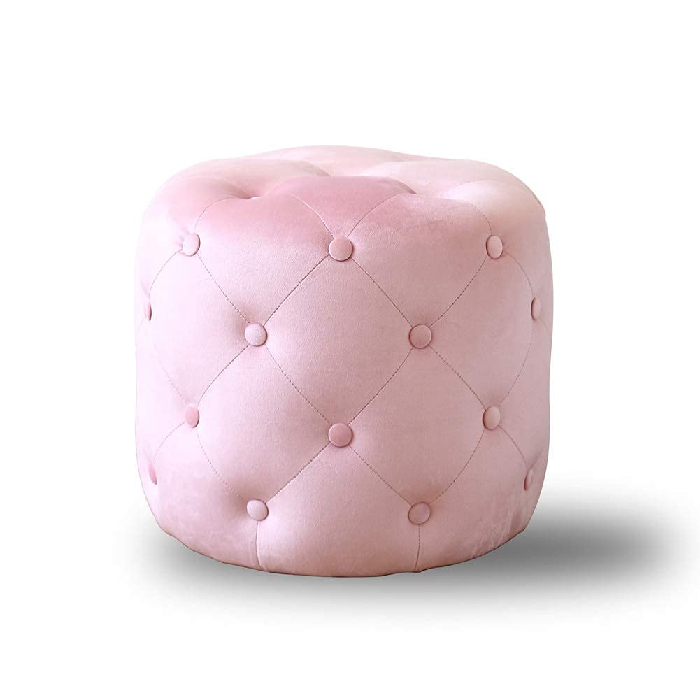 Pouf repose-pieds boucle rose pour canapé nordique en bois massif