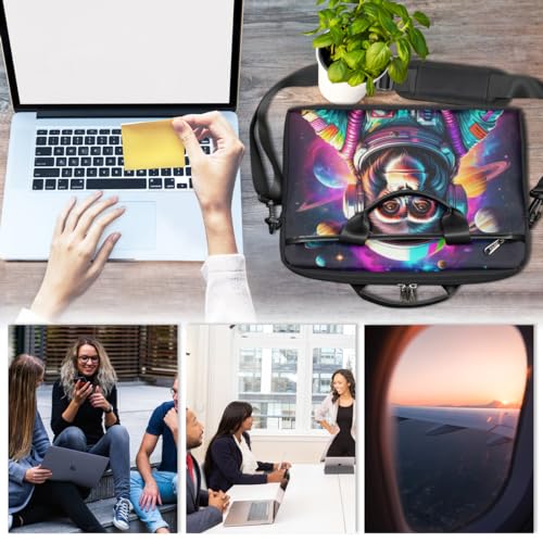 Chimp Astronaut Space Planetary Laptop Shoulder Bag for Men Women Slim Briefcase Messenger Bag Waterproof 15.6 Inch Laptop Bag Carrying Case Fit 14-15.6 Inch Notebook Computer Tablet4