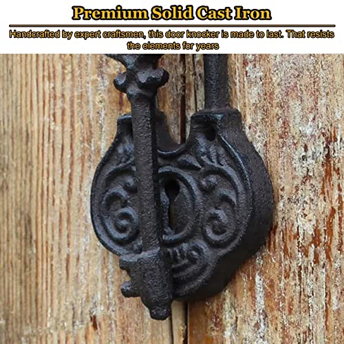 Aboss Antique Lock Door Knocker, Handmade Cast Iron Vintage Small Door Knockers For Front Door Barn Shed Doors Gates Castle #TOP3