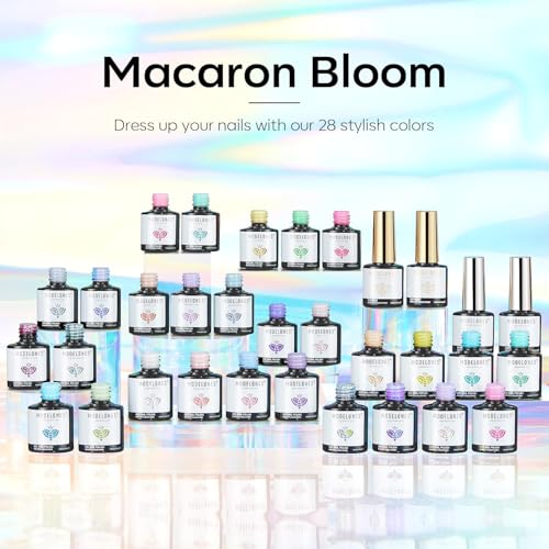 Image of modelones 32 PCS Spring Gel Nail Polish Set, 28 Colors Pastel Gel Polish with No Wipe Base Coat, Glitter & Glossy & Matte Top Coat Maracon Colors Soak Off LED Nail Art Kit