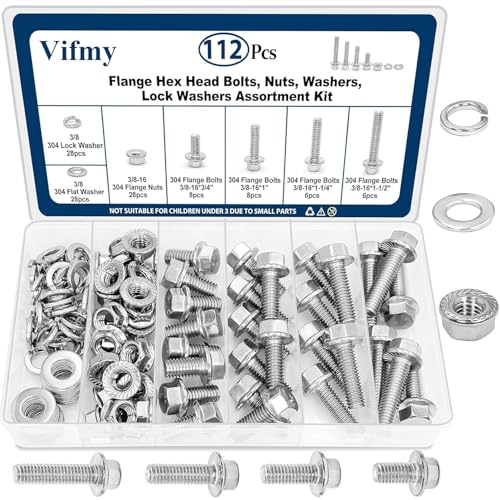 Vifmy 3/8-16 Flange Head Bolts Kit