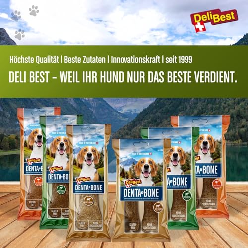 DeliBest DentaBone Strauss I Kauknochen Hund leicht verträglich ohne Gluten I Kaustange Hund für die Zahnreinigung I Hundesnacks für groß und klein I Hundekauknochen 2 x 60 g