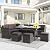 LOUVIXA 7 Pieces Patio Dining Sets, Patio Furniture Set, All Weather Wicker Conversation Set with Ottoman, Sectional Sofa with Dining Table and Chair (6217 Grey)