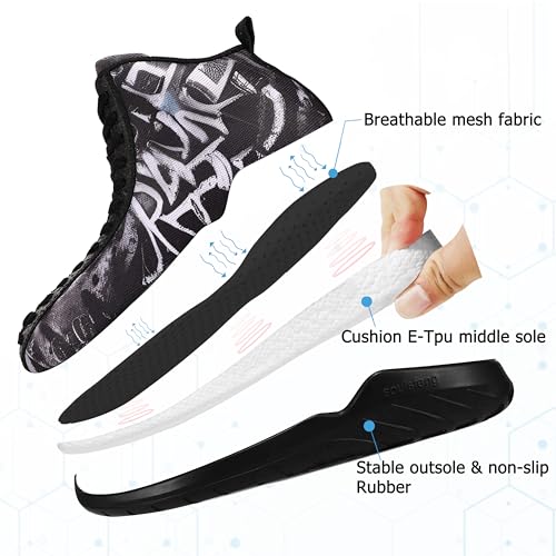 Men's Women's High Top Sneakers Unique Lace Up Lightweight Non Slip Outdoor Basketball Shoes2