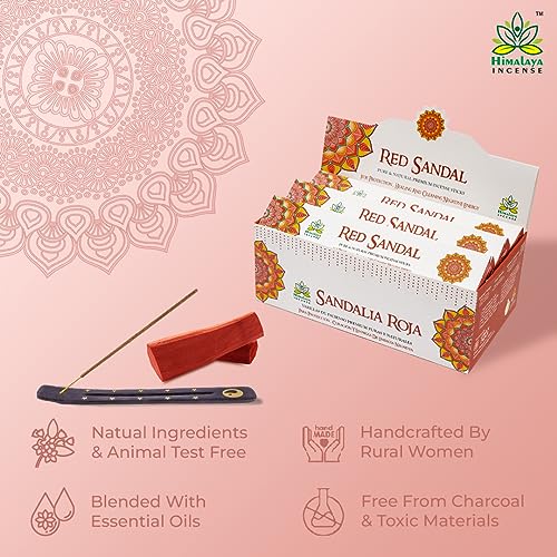 Image of Himalaya Premium Incense Sticks for Everyday Use | Aroma Fragrance Sticks|Pooja Room Items for Home & Prayers | Freshness Positive Energy (Red Sandal) (Pack of 12, Each of 15 GM)