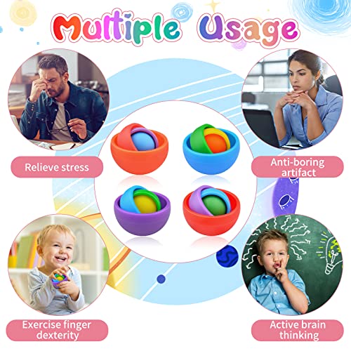 Image of Fidget Toys Adults, 4PC Fidget Spinner Kids Set, Sensory Toys for Teens Ideal Gifts Quiet Cool Gadget for Men Boys Girls, ADHD Autism Stress Relief Finger Tools