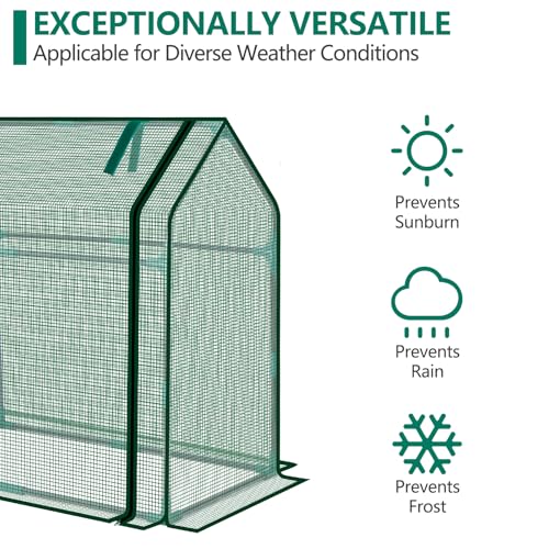 Image of Mini Greenhouse Indoor, 36x19x34(H) Inches Tabletop Garden Nursery Plant Cover Tent with Humidity Domes for Home Gardening, Seedling Propagation and Germination, Green Cover
