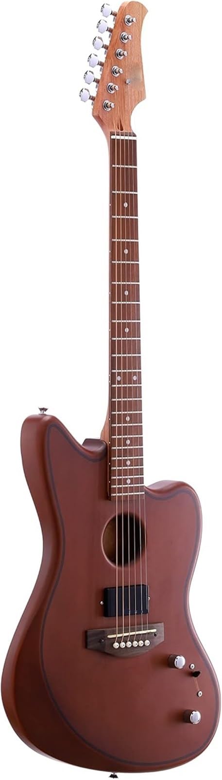Chitarre Elettriche Adulti Chitarra Acustica Elettrica Semi Cava Con Finitura Marrone Satinato Configurazione Pickup HSH