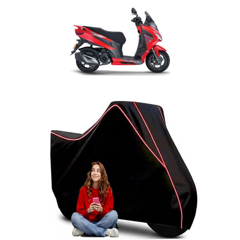 Image of SXR 125 Scooty Bike Cover Water Resistant Outdoor Use Universal Fit Scooters Motorcycles Heavy Duty UV Protection Dust Rain Scratch Resistant Elastic Bottom Black Blue Piping