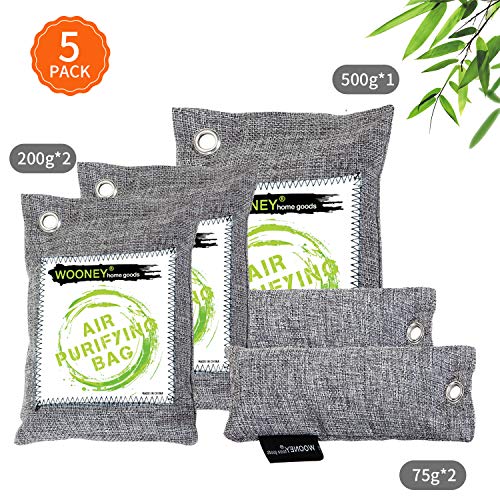 WOONEY Activated Charcoal Bags Odor Absorber, Bamboo Charcoal Air Purifying Bag 5 Pack