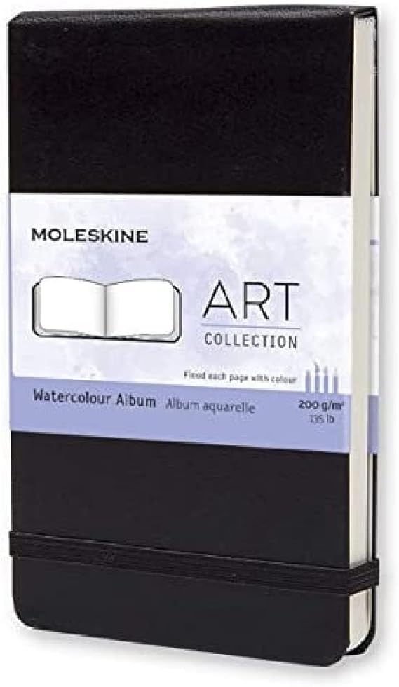 Moleskine Art Watercolor Album, Hard Cover, Pocket (3.5" x 5.5") Plain/Blank, Black