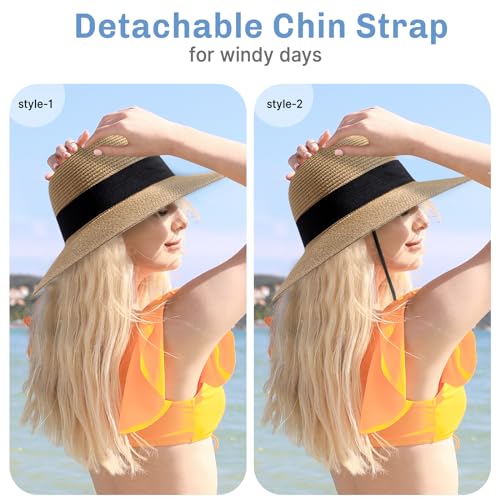 Sun Hats for Women, Wide Brim Beach Straw Hat for Women UPF 50+ UV Sun Protection Beach Hat - Image 5