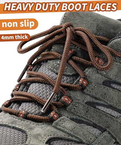 Image of Handshop 2 Pairs Round Boots Shoelaces, Heavy Duty Outdoor Shoe Laces | Replacement Shoestrings for Hiking, Running, Sporting Shoes and Work boots, Sturdy and Robust, 28 Colors, 30-63 inch Length