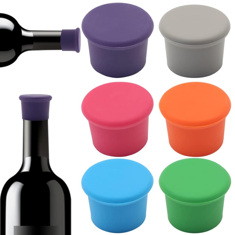 NALACAL Wine Stoppers, Wine Sealer for Wine Bottles, Silicone Wine Bottle Caps, Reusable Wine Champagne Beer Bottle Stopper, Wine Corks for Wine Glass Beverages Beer Bottles Christmas Holiday