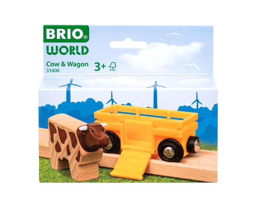 Juguete De Madera BRIO - Vaca Con Vagón (33406), Compatible Con Otros Sets BRIO