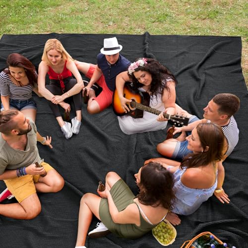 Image of PHF 100% Cotton Waffle Weave Blanket California King Size 120 inchx 120 inch - Washed Soft Lightweight Breathable - 10'x10' Oversize Huge Extra Large for Couch Bed Sofa,Aesthetic Room Decor Gift - Black