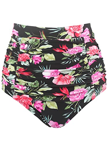 RELLECIGA Bas de bikini taille haute à motif pivoine femme, petit