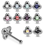 Coffret de 20 pièces de Calibre 22 925 Argent trèfle Ball Fin Nez Pin Nez Stud Piercing