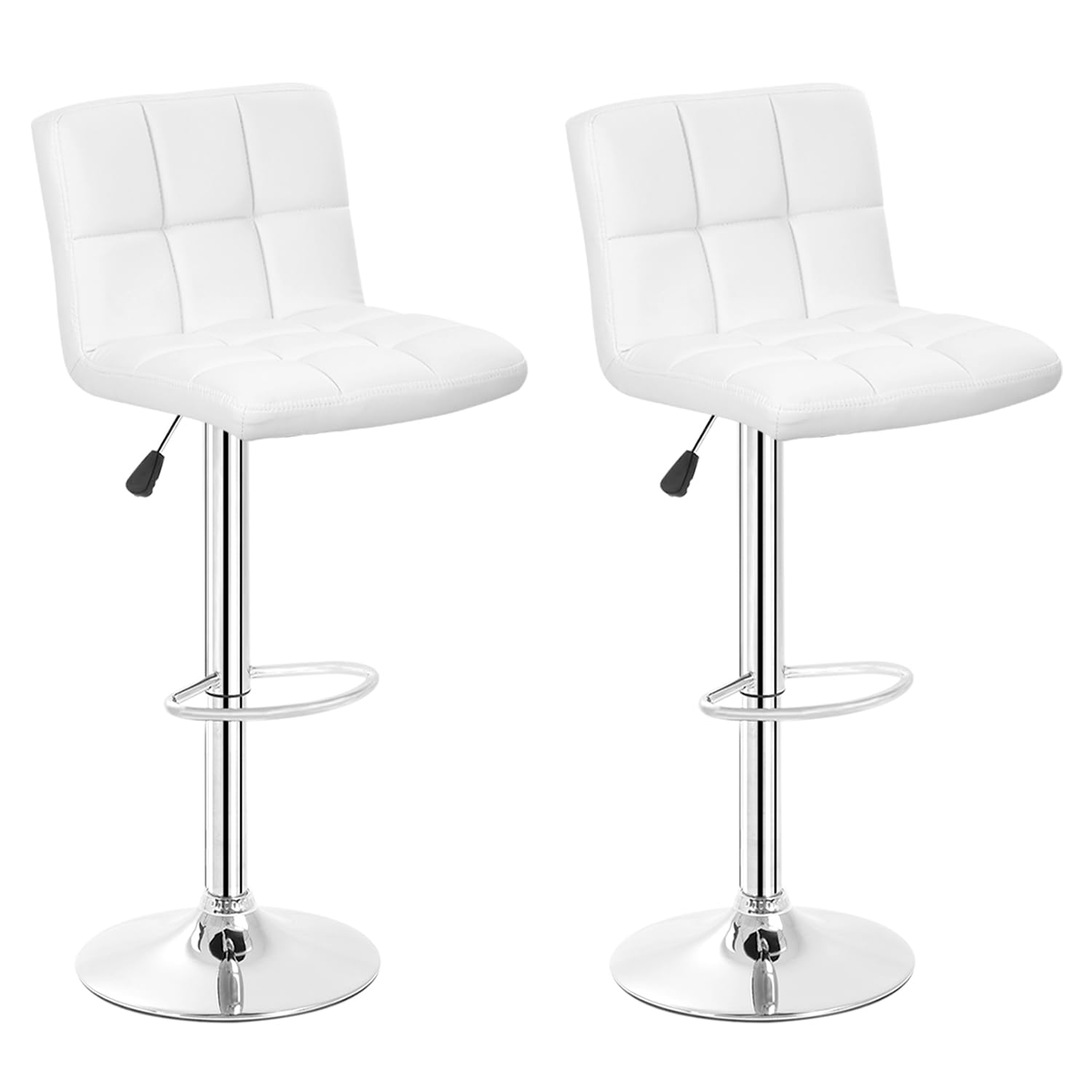 Dopinmin Counter Bar Stools Set of 2 Modern PU Leather Height Adjustable Swivel Barstool Hydraulic Island Bar Stools Armless Kitchen Counter Bar