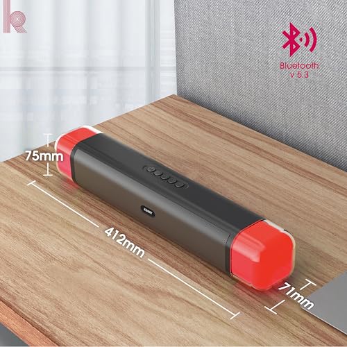 Image of Glow Up+ Wireless Bluetooth Soundbar Speaker 20W RMS | RGB Party Light Wireless Speaker | Bluetooth 5.3 | 2000mAh Battery | USB, AUX, FM Radio & Micro SD | Home, Laptop, PC & TV Soundbar