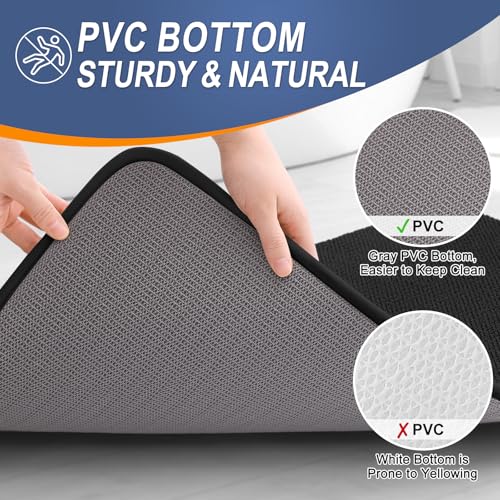 Image of OLANLY Thick Memory Foam Large Bathroom Rugs 40x32, Extra Soft Absorbent Bath Rug, Quick Dry Bath Mats, Non-Slip, Machine Washable Carpet for Bathroom, Tub and Shower, Home Decor Accessories, Black