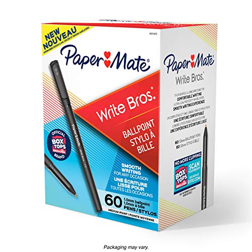 Paper Mate Write Bros Ballpoint Pens, Medium Point (1.0mm), Black, 60 Count