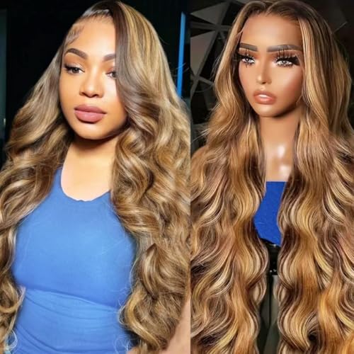 24 Inch 4/27 Ombre Body Wave Human Hair Wig For Black Women,